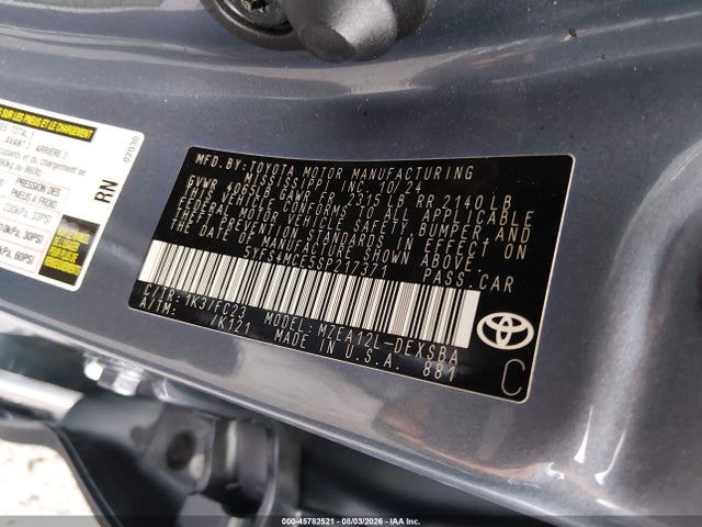 Aukcja sprzedaży 2025 Toyota Corolla Se, vin: 5YFS4MCE5SP217371, numer aukcji: 45782521