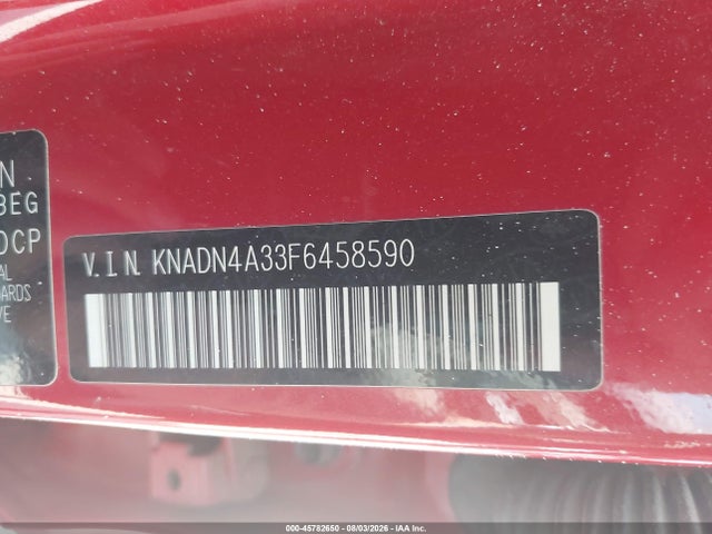 45782650 :رقم المزاد ، KNADN4A33F6458590 vin ، 2015 Kia Rio Ex مزاد بيع