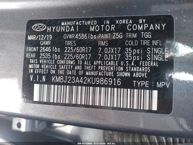 Hyundai TUCSON SE 2019 KM8J23A42KU986916 Image 9