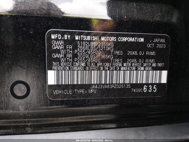 Aukcja sprzedaży 2024 Mitsubishi Outlander Se 2.5 2wd/se Black Edition S-awc/se Black Edition W/pano Roof S-awc, vin: JA4J3VA83RZ025135, numer aukcji: 45782760