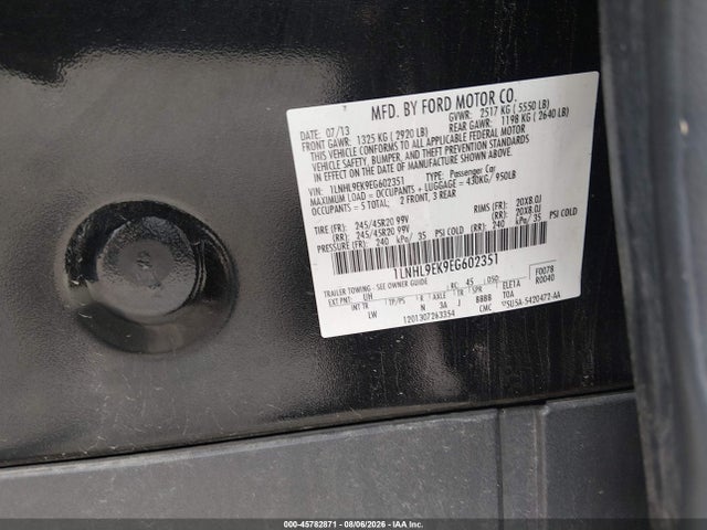 Aukcja sprzedaży 2014 Lincoln Mks, vin: 1LNHL9EK9EG602351, numer aukcji: 45782871