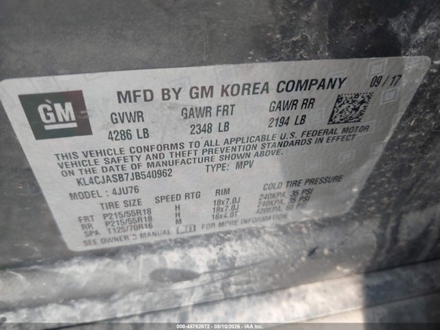Продажа на аукционе авто 2018 Buick Encore Preferred, vin: KL4CJASB7JB540962, номер лота: 45782872