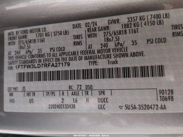 1FTFW3LD7RFA27179 Ford F-150 Xlt