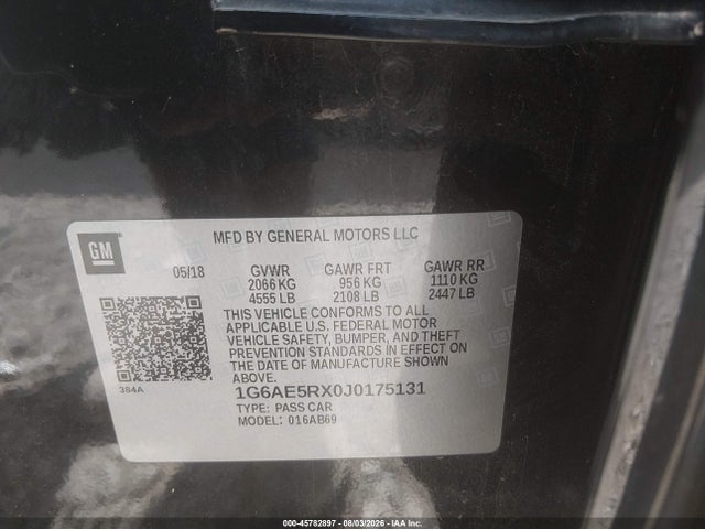 45782897 :رقم المزاد ، 1G6AE5RX0J0175131 vin ، 2018 Cadillac Ats Standard مزاد بيع