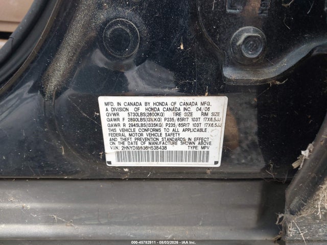 2006 Acura Mdx მანქანა იყიდება აუქციონზე, vin: 2HNYD18836H538438, აუქციონის ნომერი: 45782911