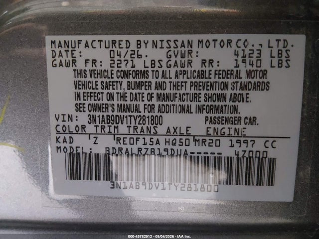 Nissan SENTRA SR 2026 3N1AB9DV1TY281800 Image 9