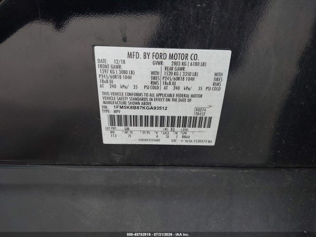 Ford Explorer 2019 1FM5K8B87KGA93512 Image 9