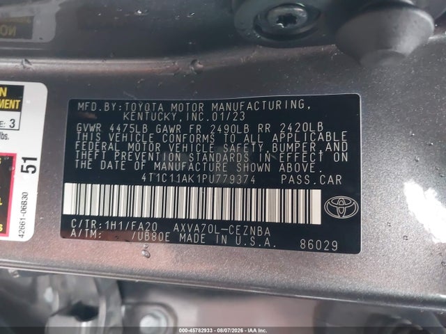 Продажа на аукционе авто 2023 Toyota Camry Le, vin: 4T1C11AK1PU779374, номер лота: 45782933