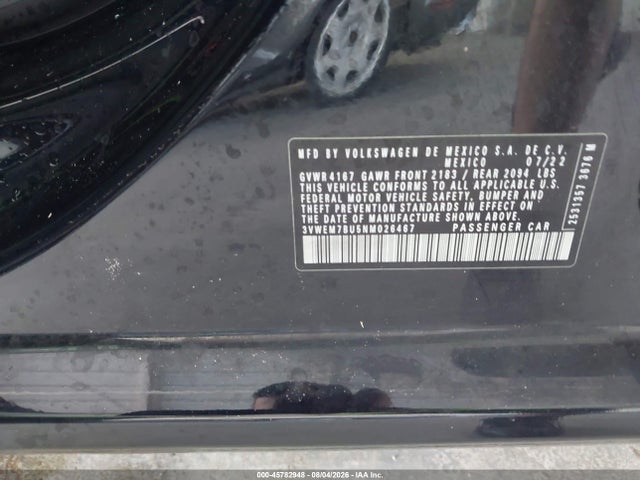 Продажа на аукционе авто 2022 Volkswagen Jetta 1.5t Se, vin: 3VWEM7BU5NM026467, номер лота: 45782948