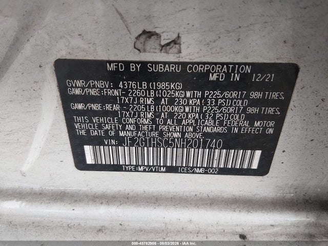 JF2GTHSC5NH201740 Subaru Crosstrek Sport