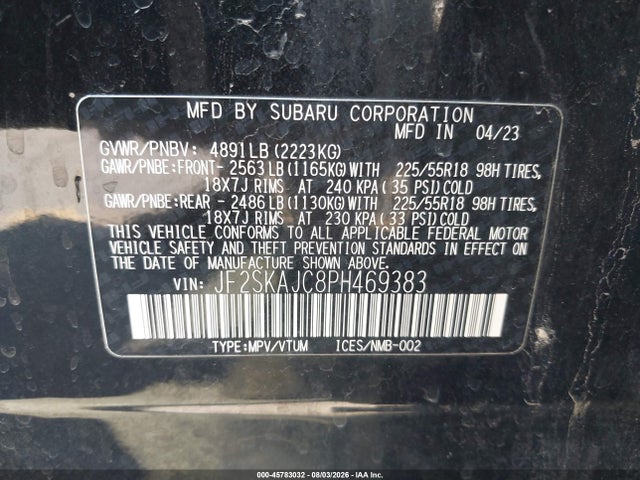 Subaru Forester Sport 2023 JF2SKAJC8PH469383 Image 9