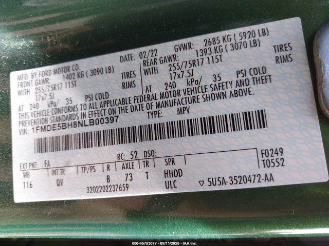 Ford Bronco Big Bend 2022 1FMDE5BH8NLB00397 Image 9