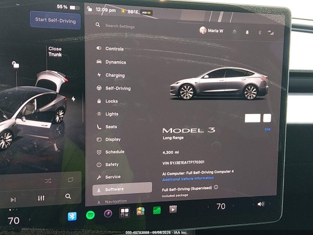 Aukcja sprzedaży 2026 Tesla Model 3 Premium Rear-wheel Drive/rear-wheel Drive, vin: 5YJ3E1EA1TF170301, numer aukcji: 45783088