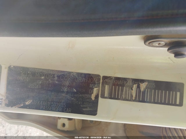 45783136 :رقم المزاد ، KNAFK4A61F5339115 vin ، 2015 Kia Forte Lx مزاد بيع