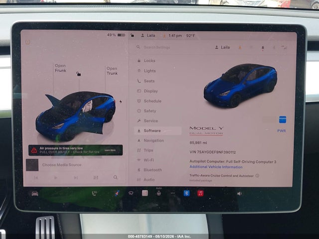 Aukcja sprzedaży 2022 Tesla Model Y Performance Dual Motor All-wheel Drive, vin: 7SAYGDEF9NF390112, numer aukcji: 45783149