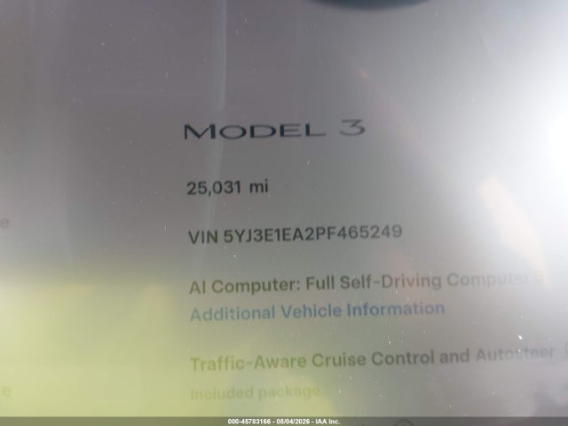 Продажа на аукционе авто 2023 Tesla Model 3 Rear-wheel Drive, vin: 5YJ3E1EA2PF465249, номер лота: 45783166