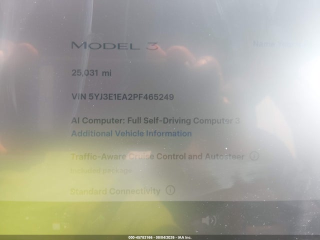 Продажа на аукционе авто 2023 Tesla Model 3 Rear-wheel Drive, vin: 5YJ3E1EA2PF465249, номер лота: 45783166