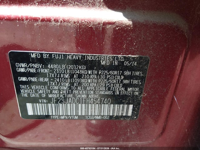 Продажа на аукционе авто 2015 Subaru Forester 2.5i Premium, vin: JF2SJADC1FH454740, номер лота: 45783184