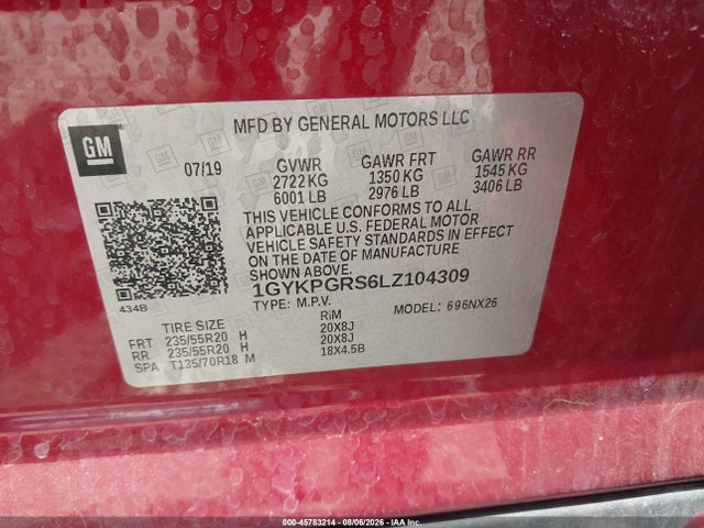 Aukcja sprzedaży 2020 Cadillac Xt6 Awd Sport, vin: 1GYKPGRS6LZ104309, numer aukcji: 45783214