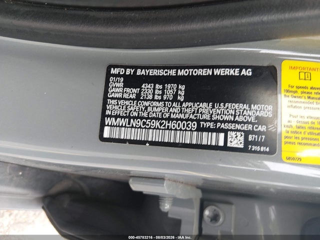 Продаж на аукціоні авто 2019 Mini Clubman Cooper S, vin: WMWLN9C59K2H60039, номер лоту: 45783216