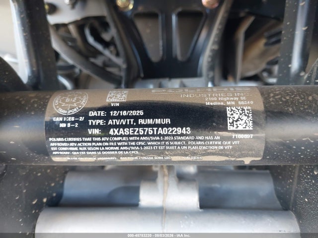 Auction sale of the 2026 Polaris Sportsman 570 Premium/40th Anniversary, vin: 4XASEZ575TA022943, lot number: 45783220