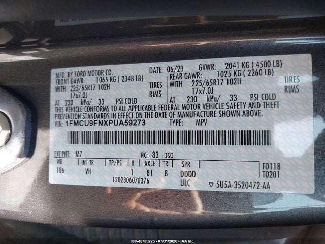 Ford Escape 2023 1FMCU9FNXPUA59273 Image 9