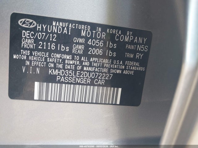 Продажа на аукционе авто 2013 Hyundai Elantra Gt, vin: KMHD35LE2DU072227, номер лота: 45783260