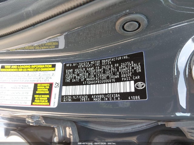 2025 Toyota Camry Se მანქანა იყიდება აუქციონზე, vin: 4T1DAACK8SU006816, აუქციონის ნომერი: 45783310