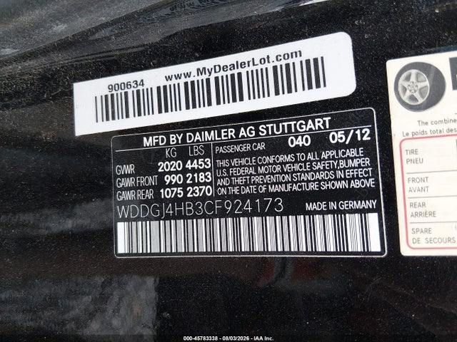 Продаж на аукціоні авто 2012 Mercedes-benz C 250, vin: WDDGJ4HB3CF924173, номер лоту: 45783338