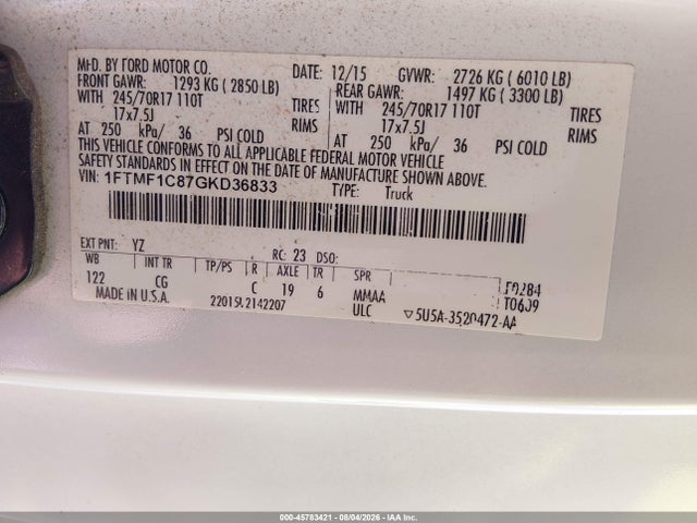 1FTMF1C87GKD36833 Ford F-150 Xl
