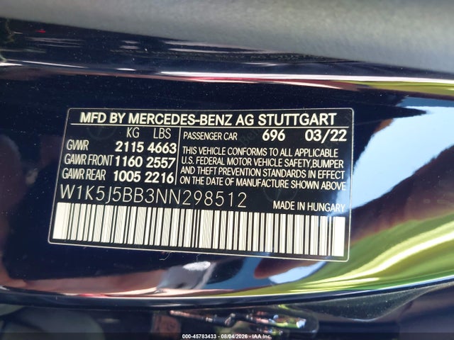 Aukcja sprzedaży 2022 Mercedes-benz Amg Cla 35 4matic, vin: W1K5J5BB3NN298512, numer aukcji: 45783433