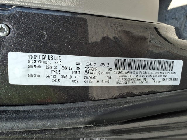 Продаж на аукціоні авто 2016 Dodge Grand Caravan Se Plus, vin: 2C4RDGBG8GR349597, номер лоту: 45783456