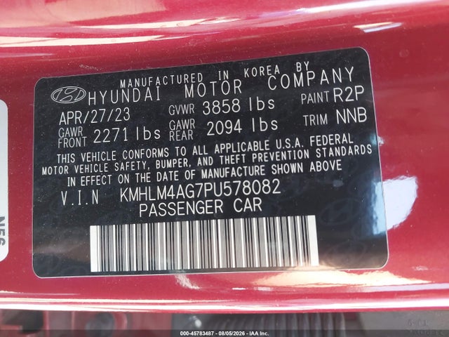 Hyundai ELANTRA SEL 2023 KMHLM4AG7PU578082 Image 9
