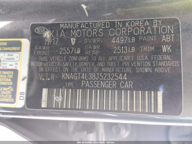 KIA Optima Lx 2018 KNAGT4L38J5232544 Image 9