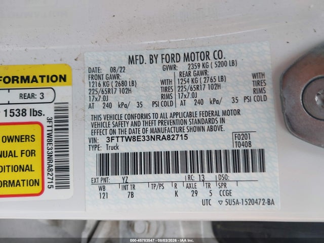 Ford Maverick Xlt 2022 3FTTW8E33NRA82715 Image 9