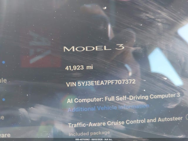 5YJ3E1EA7PF707372 Tesla Model 3 Rear-wheel Drive