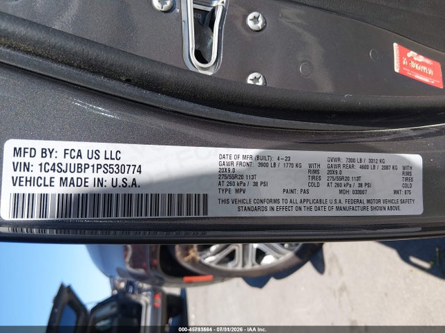 Продажа на аукционе авто 2023 Jeep Wagoneer Series Ii 4x2, vin: 1C4SJUBP1PS530774, номер лота: 45783564