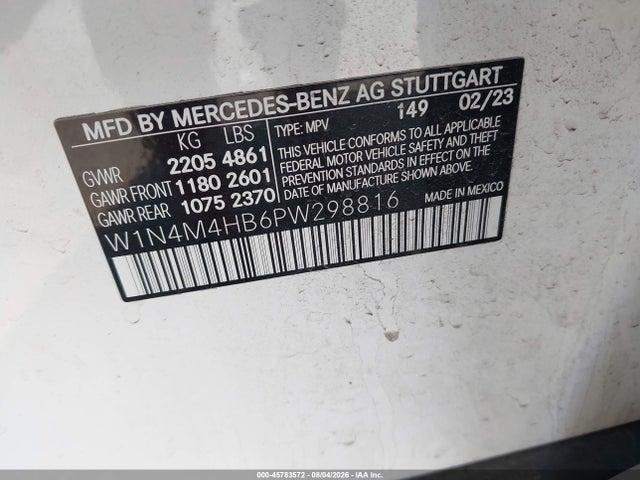 Продаж на аукціоні авто 2023 Mercedes-benz Glb 250 4matic, vin: W1N4M4HB6PW298816, номер лоту: 45783572
