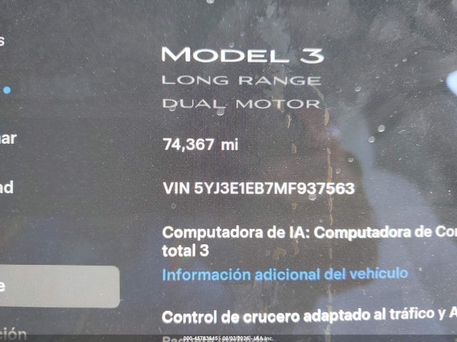 Tesla Model 3 Long Range Dual Motor All-wheel Drive 2021 5YJ3E1EB7MF937563 Image 14
