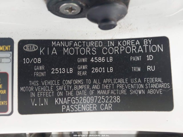 Продаж на аукціоні авто 2009 Kia Rondo Lx V6, vin: KNAFG526097252238, номер лоту: 45783673