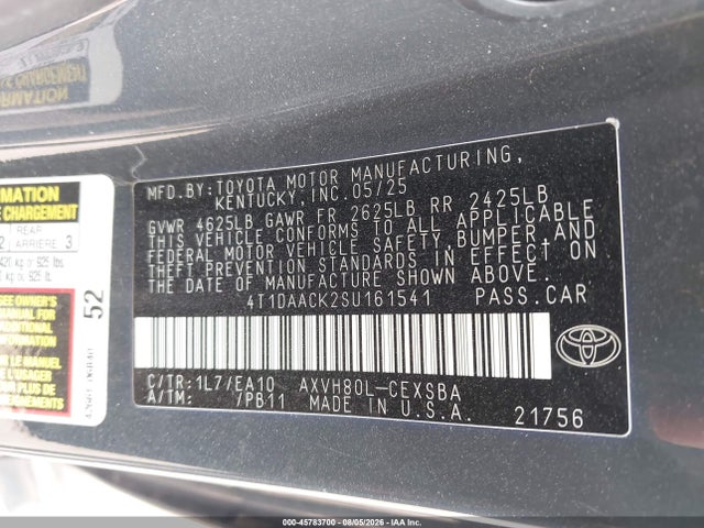 Toyota CAMRY SE 2025 4T1DAACK2SU161541 Image 9
