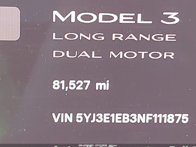 Tesla Model 3 Long Range Dual Motor All-wheel Drive 2022 5YJ3E1EB3NF111875 Image 16