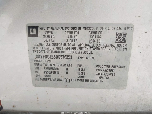Продажа на аукционе авто 2013 Cadillac Srx Luxury Collection, vin: 3GYFNCE35DS576353, номер лота: 45783713