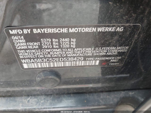 Продаж на аукціоні авто 2014 Bmw 535i Xdrive, vin: WBA5B3C52ED538429, номер лоту: 45783727