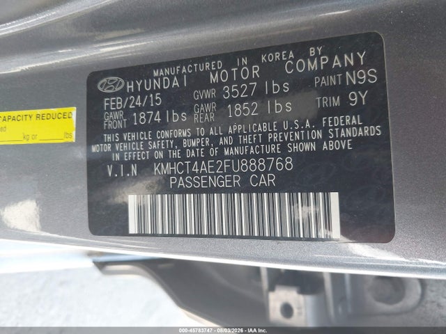 Продаж на аукціоні авто 2015 Hyundai Accent Gls, vin: KMHCT4AE2FU888768, номер лоту: 45783747