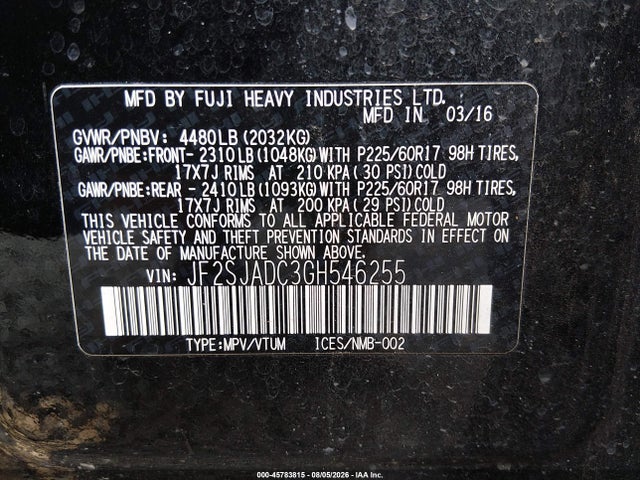 JF2SJADC3GH546255 Subaru Forester 2.5i Premium