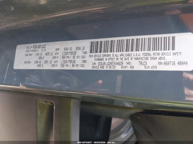 Aukcja sprzedaży 2019 Ram Promaster 3500 Cargo Van High Roof 159 Wb Ext, vin: 3C6URVJG2KE544629, numer aukcji: 45783827