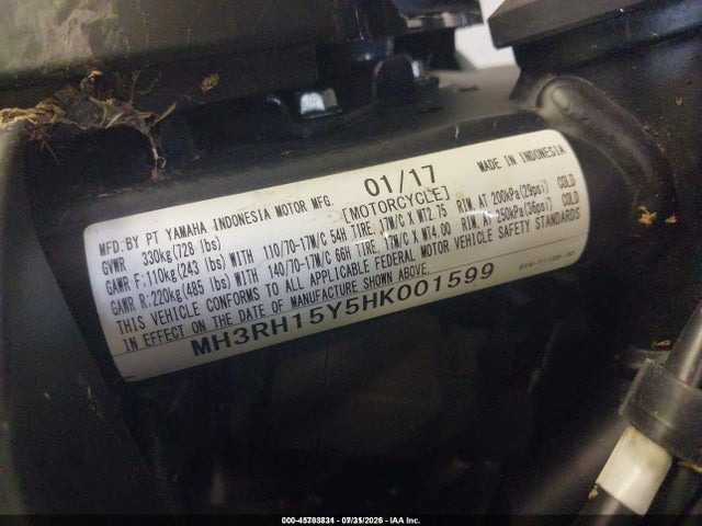 Продажа на аукционе авто 2017 Yamaha Yzfr3 A, vin: MH3RH15Y5HK001599, номер лота: 45783831