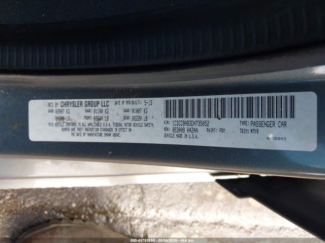 2013 Chrysler 200 Lx მანქანა იყიდება აუქციონზე, vin: 1C3CCBAB3DN735052, აუქციონის ნომერი: 45783850