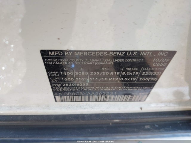 Продажа на аукционе авто 2010 Mercedes-benz Ml 350 4matic, vin: 4JGBB8GBXAA562231, номер лота: 45783896